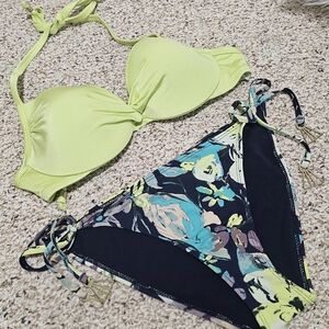 H&M Lime and Floral Bikini Set